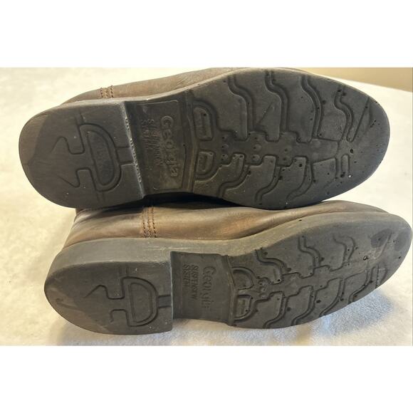 Georgia Boots Men's Size 9.5 W Brown Wellington Pull On Leather Work Waterproof - Picture 7 of 8